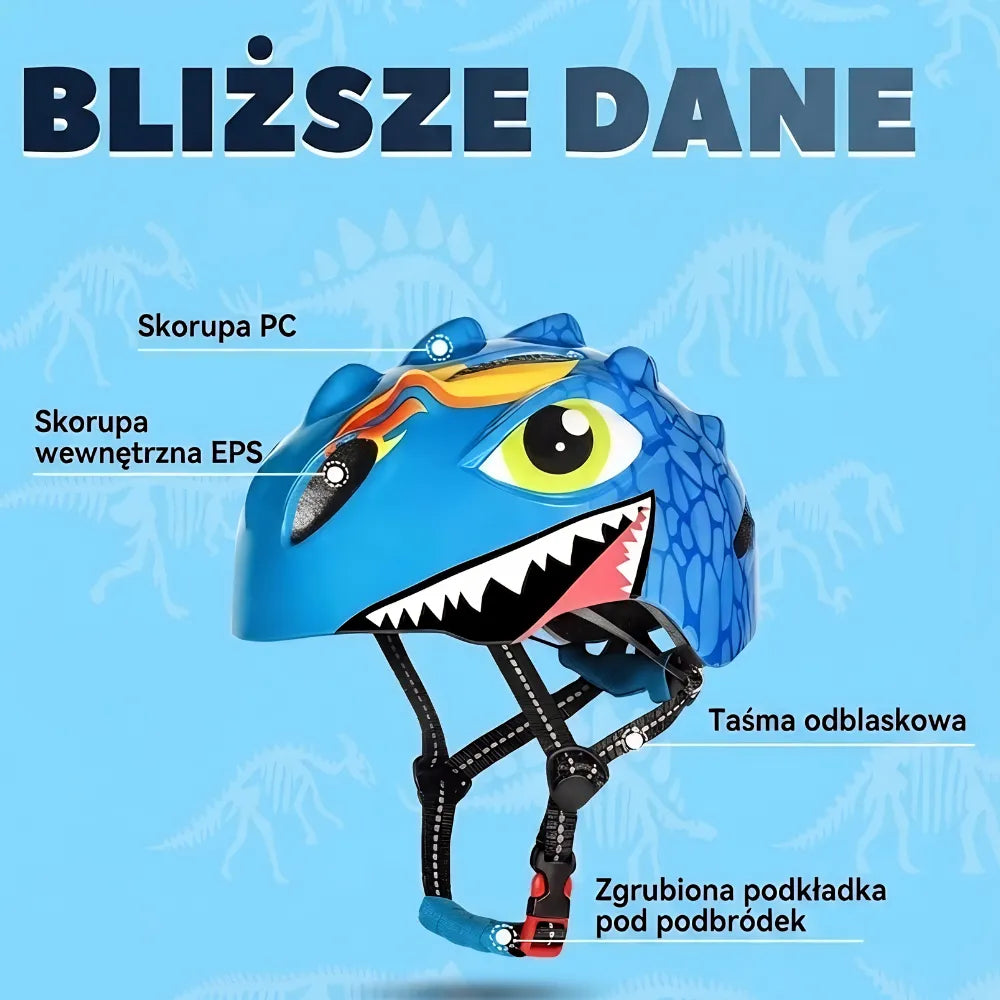Szczegóły techniczne kasku ROAR: konstrukcja PC Shell i EPS Inner Shell, odblaskowe paski oraz ochrona podbródka dla maksymalnego bezpieczeństwa.