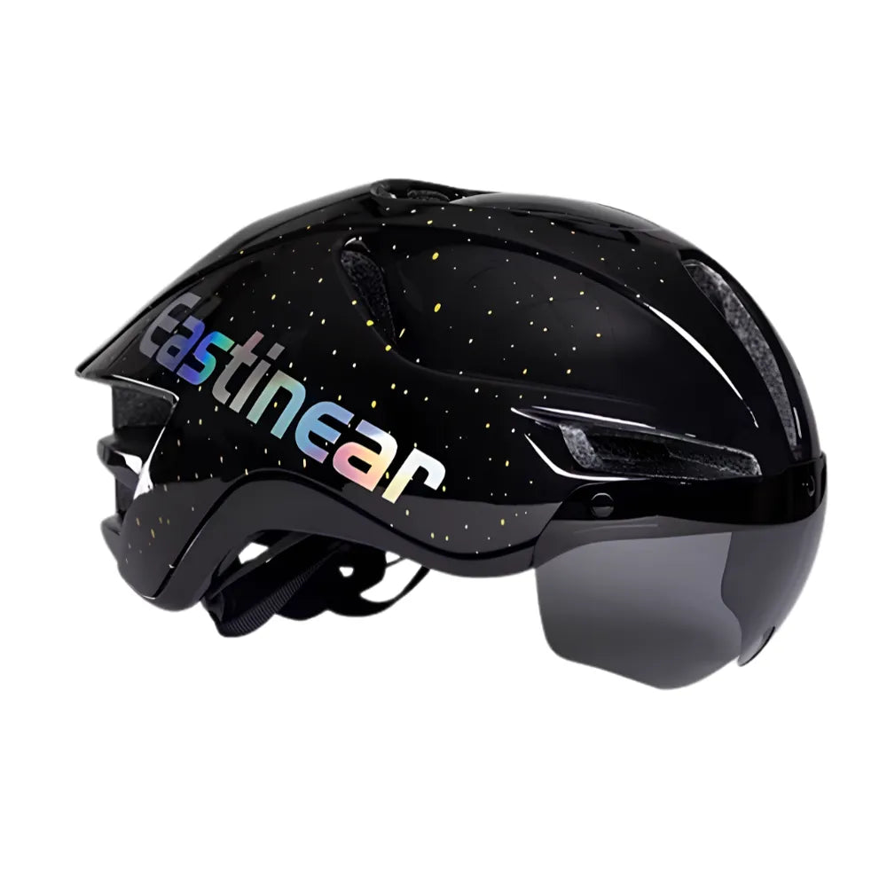 Inteligentny kask Aero VORTEX In-Mold, kolor czarny mat, z magnetyczną soczewką i światłem LED.